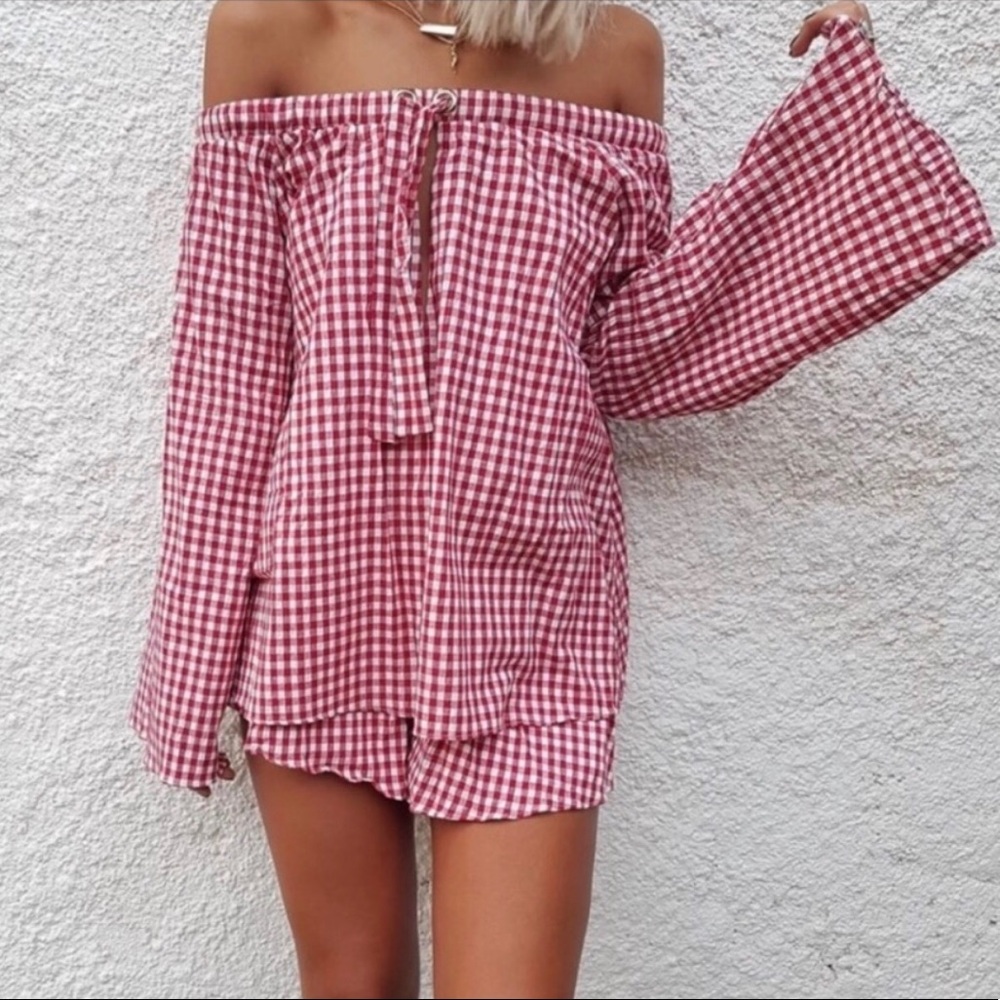 Sabo skirt plaid romper- 2 piece set